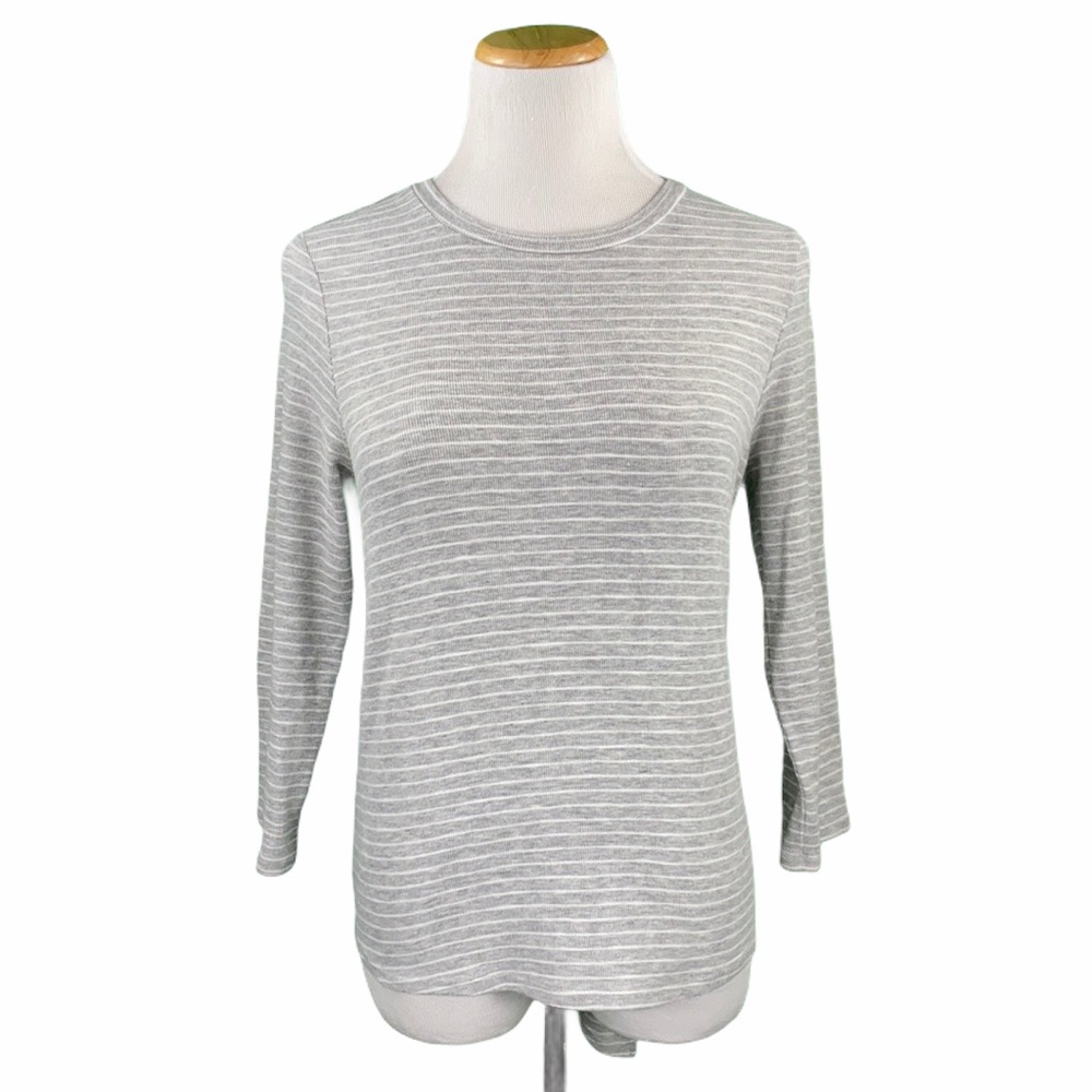 Code X Mode Gray Striped Long Sleeve Tie Back Tee